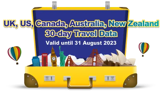 【Summer Special】30-day UK．US．CA．AU．NZ Travel Data